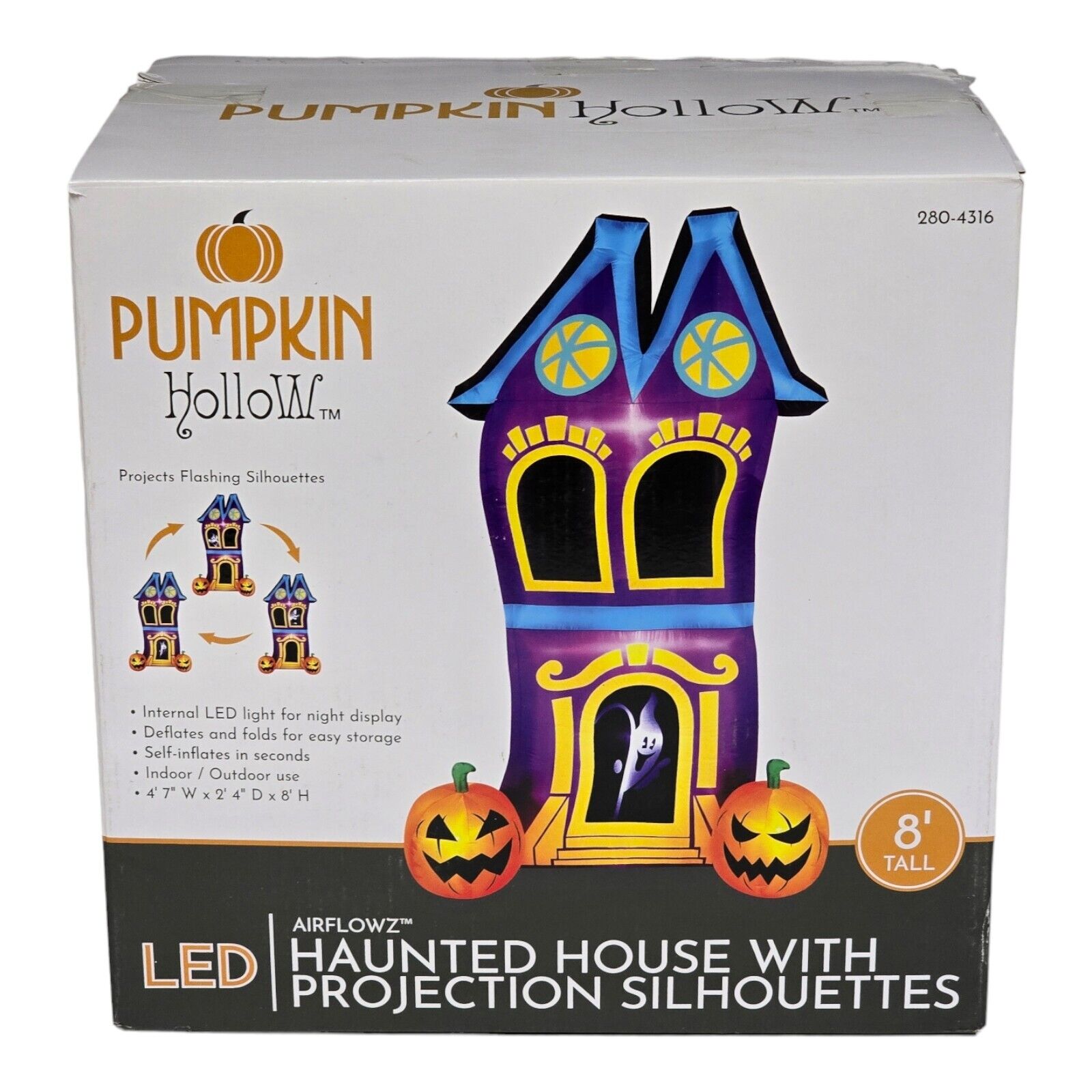 LED Pumpkin Hollow Inflatable Halloween Haunted House Projection Silhouettes 8\'
