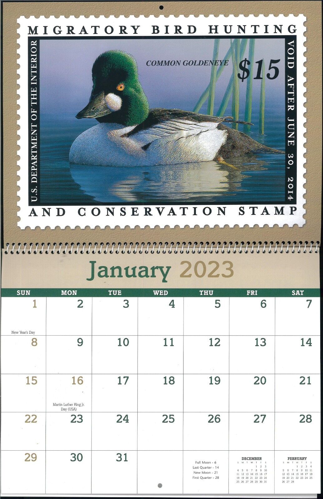 2023 Calendar USA Federal Migratory Bird Hunting Conservation Duck Stamp
