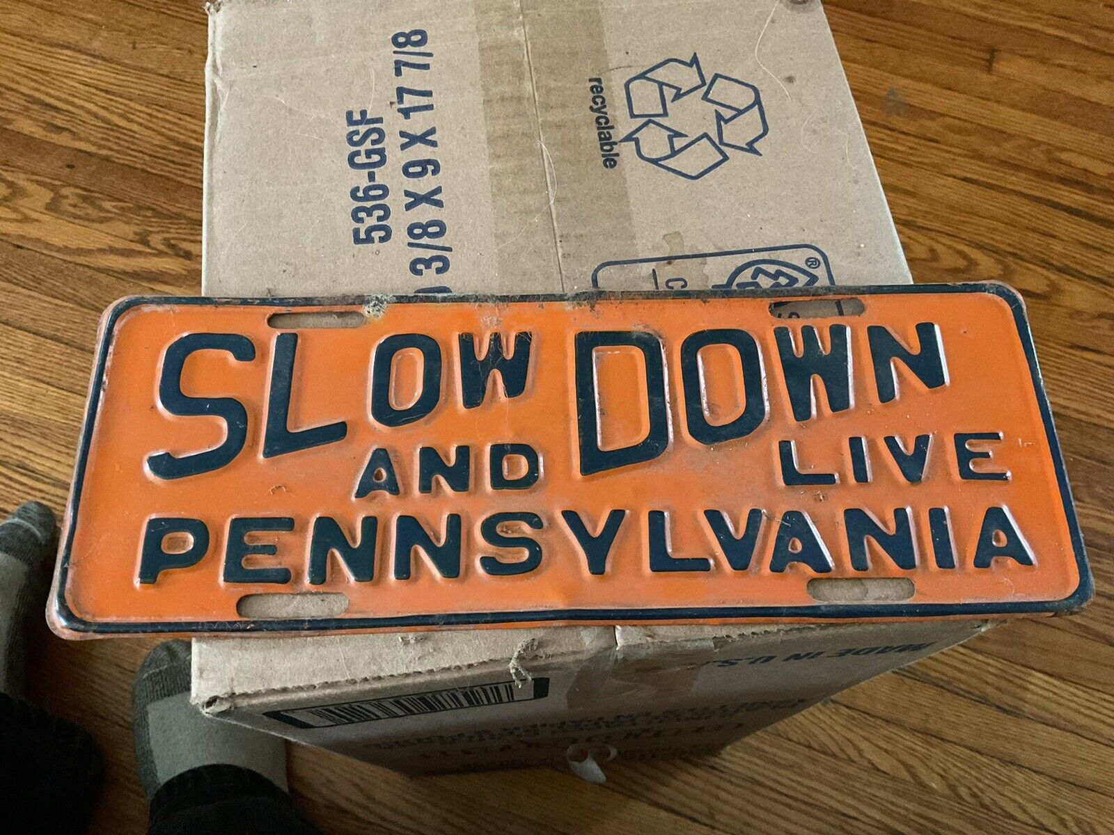 Vintage Slow Down And Live Pennsylvania Booster License Plate Rare