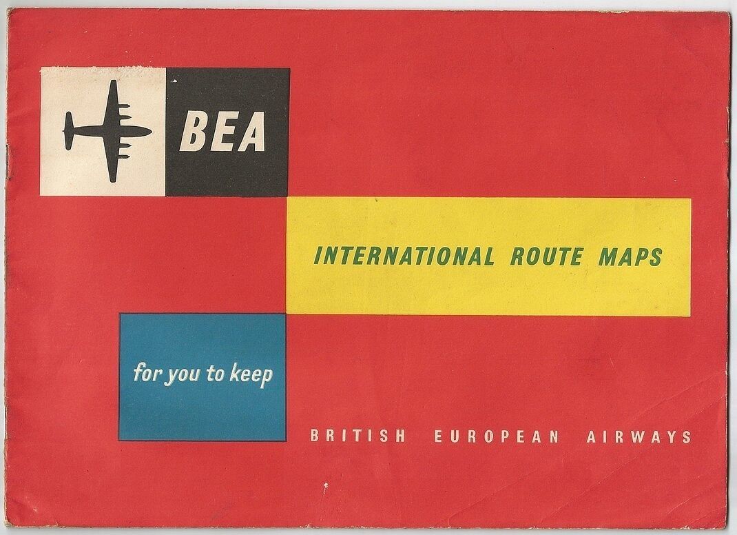 BEA British European Airways 1950s International Route Map