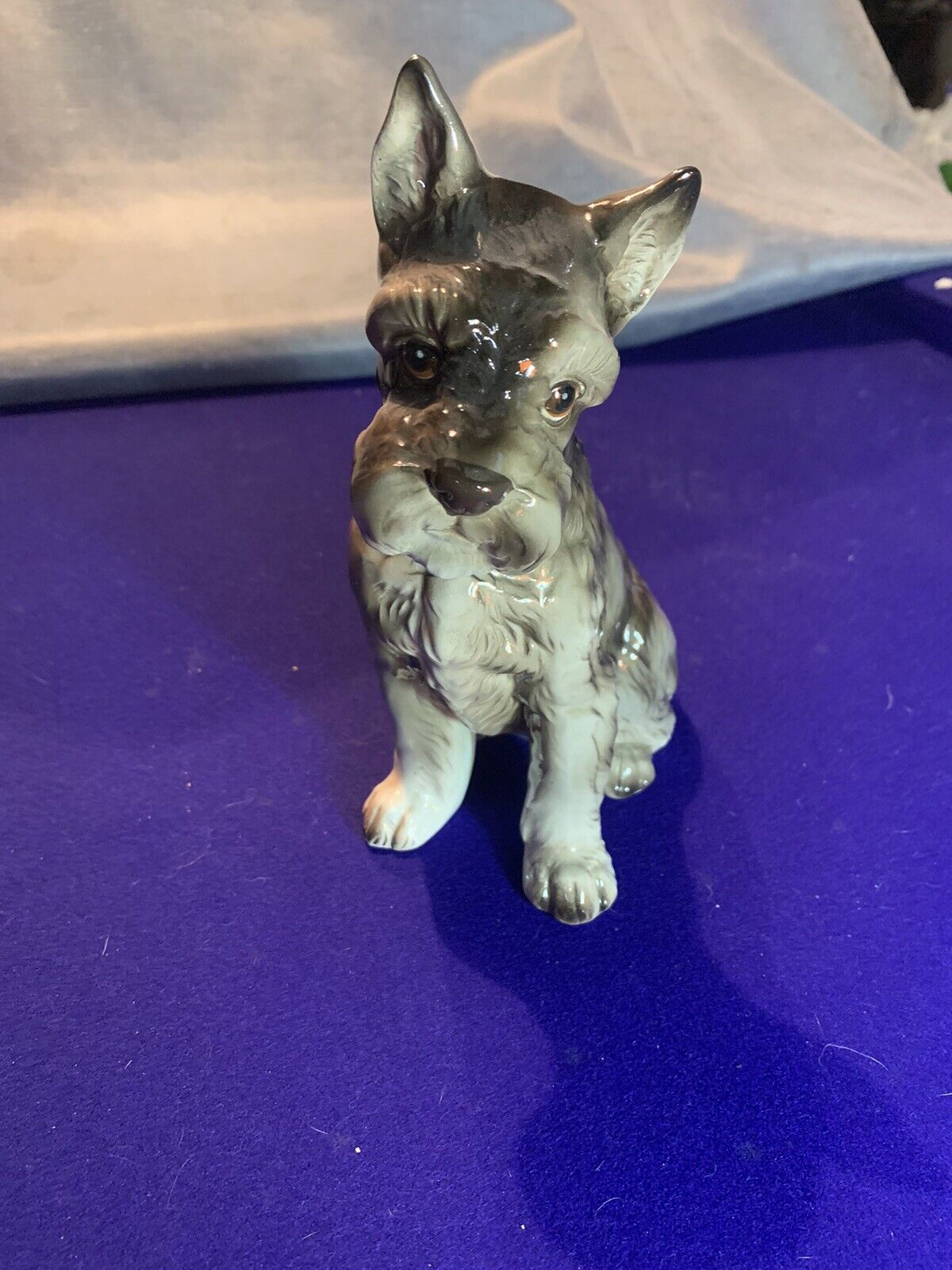 Vintage Shafford Kennel Club 8” Tall Seated Schnauzer Dog Ceramic Figurine 