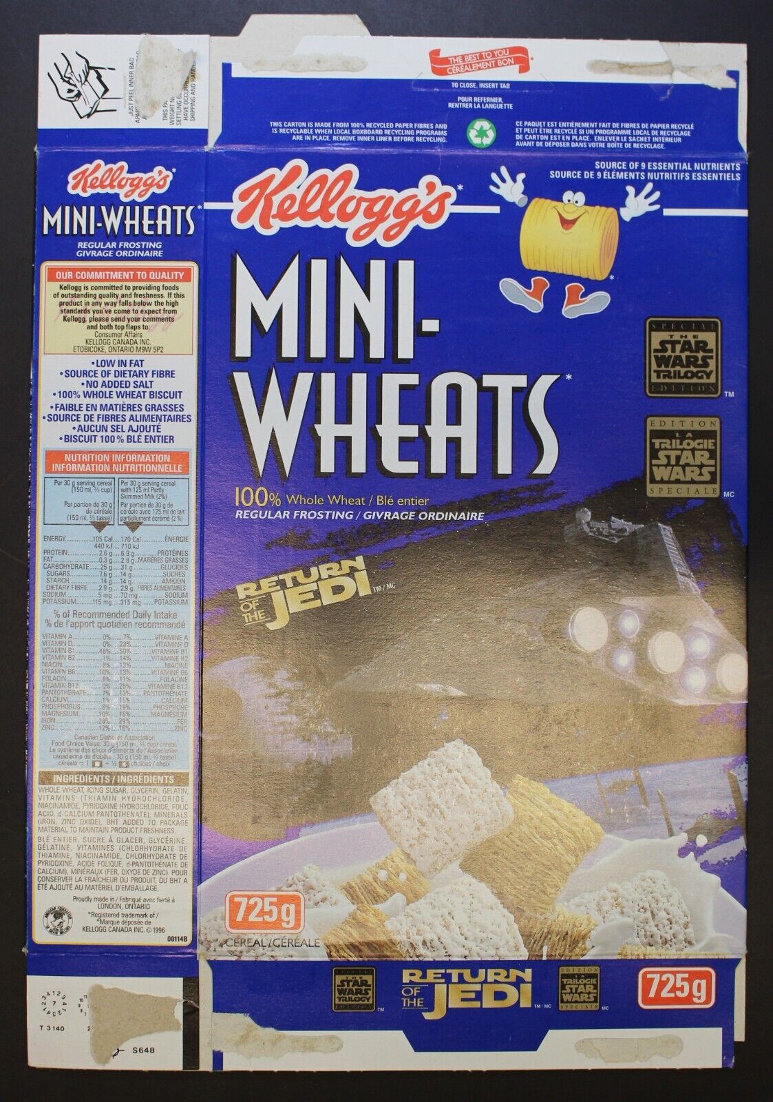 Vintage Cereal Box, MINI-WHEATS - STAR WARS, 1996, Kellogg's, CANADA
