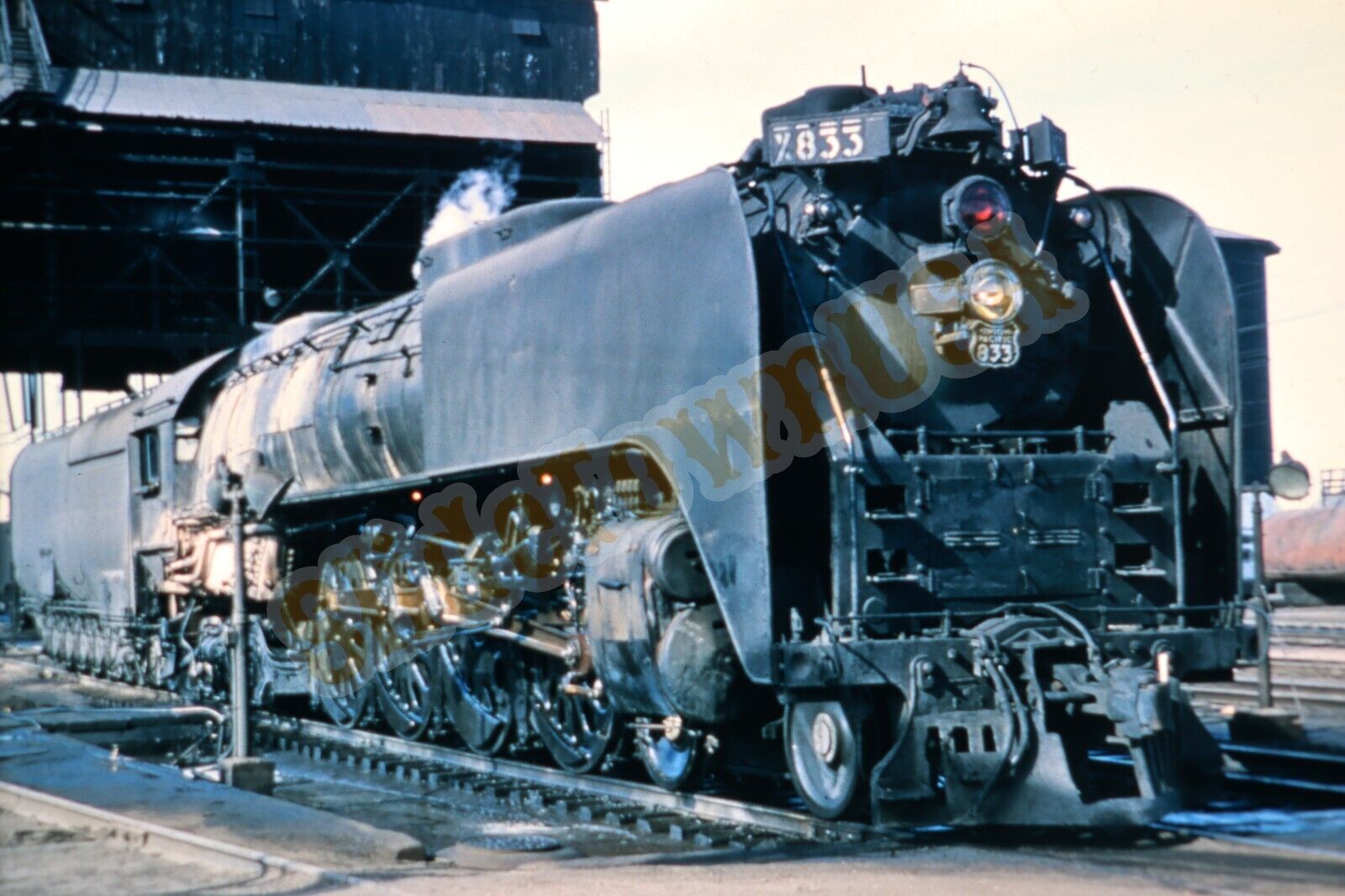 Vtg 1958 Duplicate Train Slide 833 Union Pacific 4-8-4 Council Bluffs IA