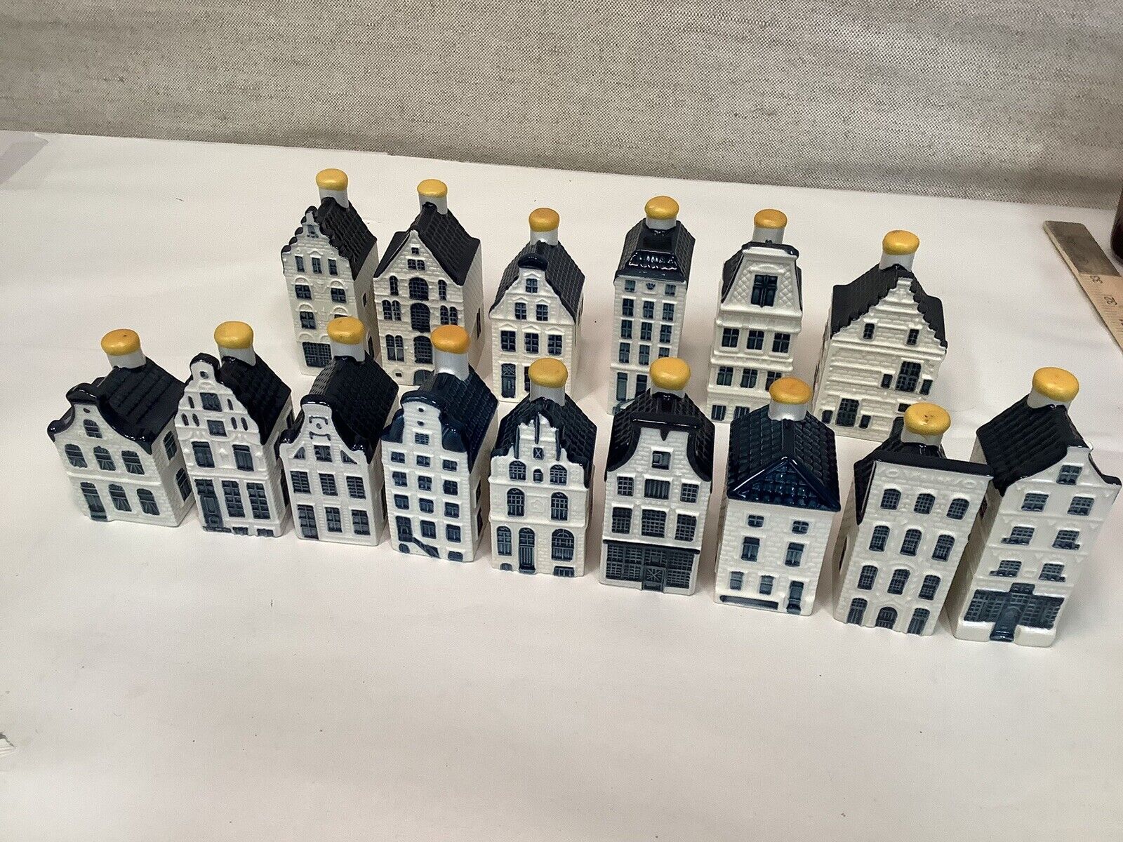 Blue Delft KLM Vtg Airline Bols Holland Lot Of 15 Collectible Houses Empty Decor
