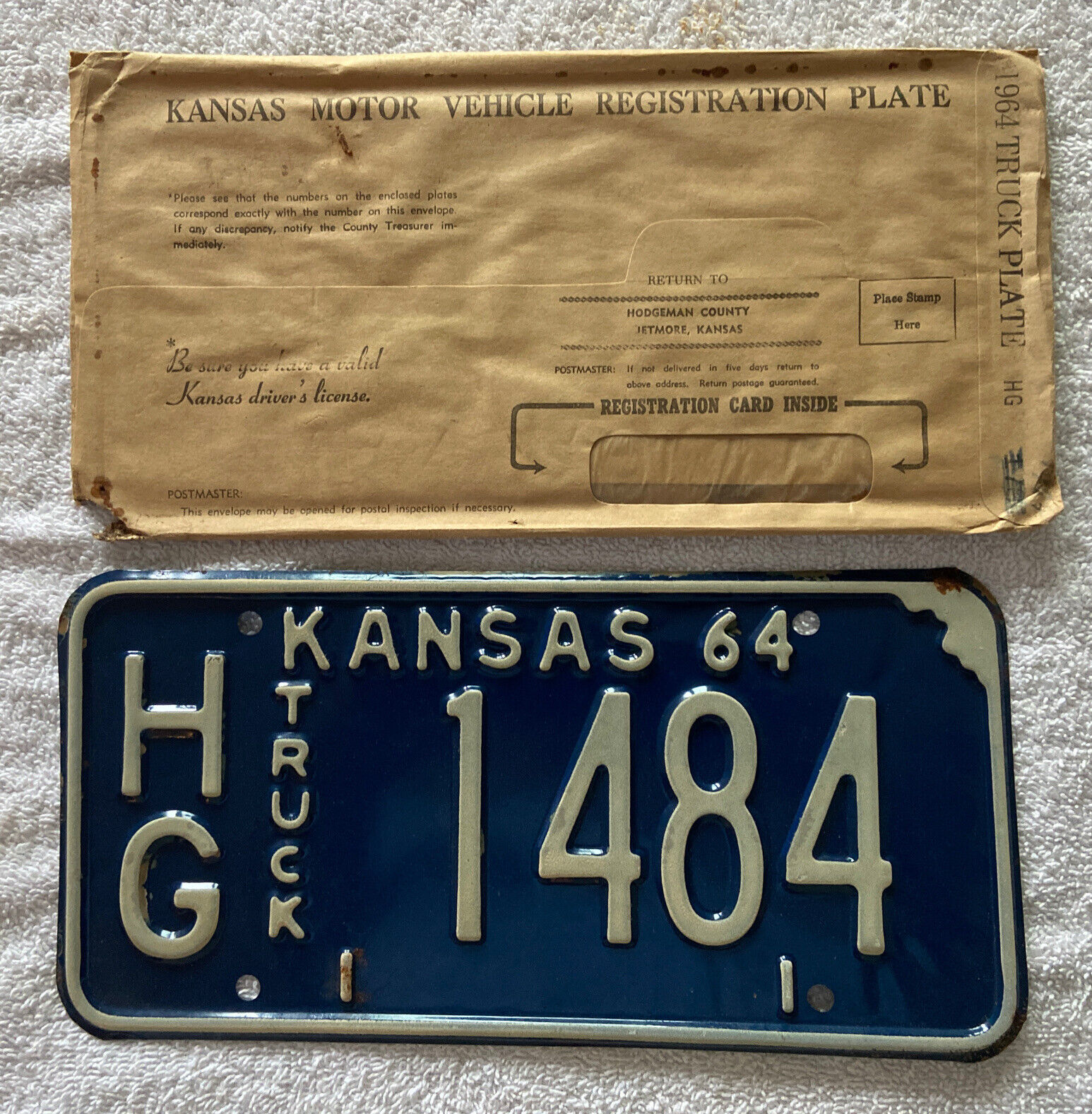 NOS 1964  KANSAS  TRUCK LICENSE PLATE See My Other Plates