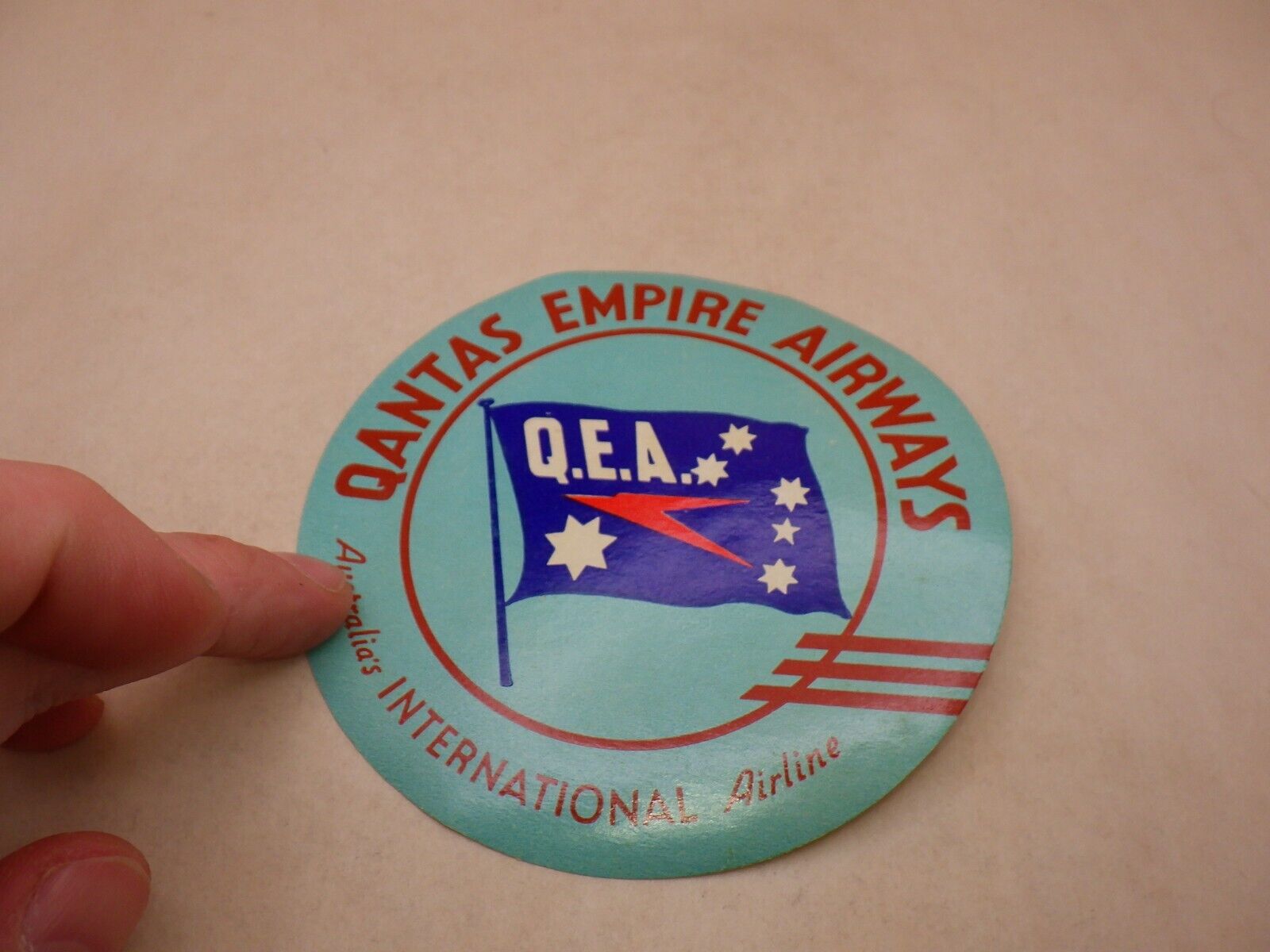 Qantas Empire Airways Q.E.A. Unused OG Australia\'s Airline Vintage - Paper Label