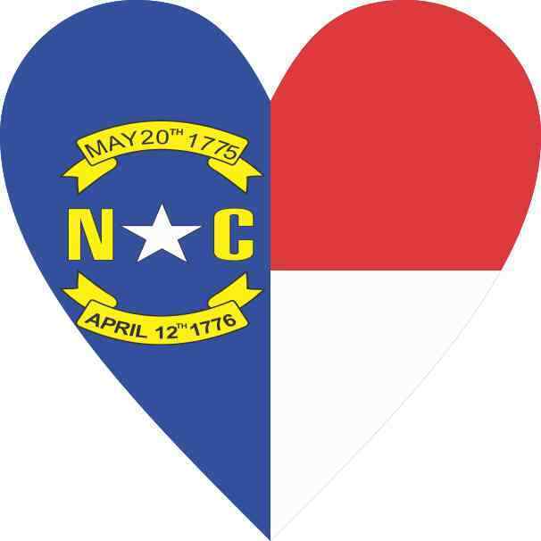 4X4 North Carolina Flag Heart Sticker State Cup Decal Vehicle Bumper Stickers