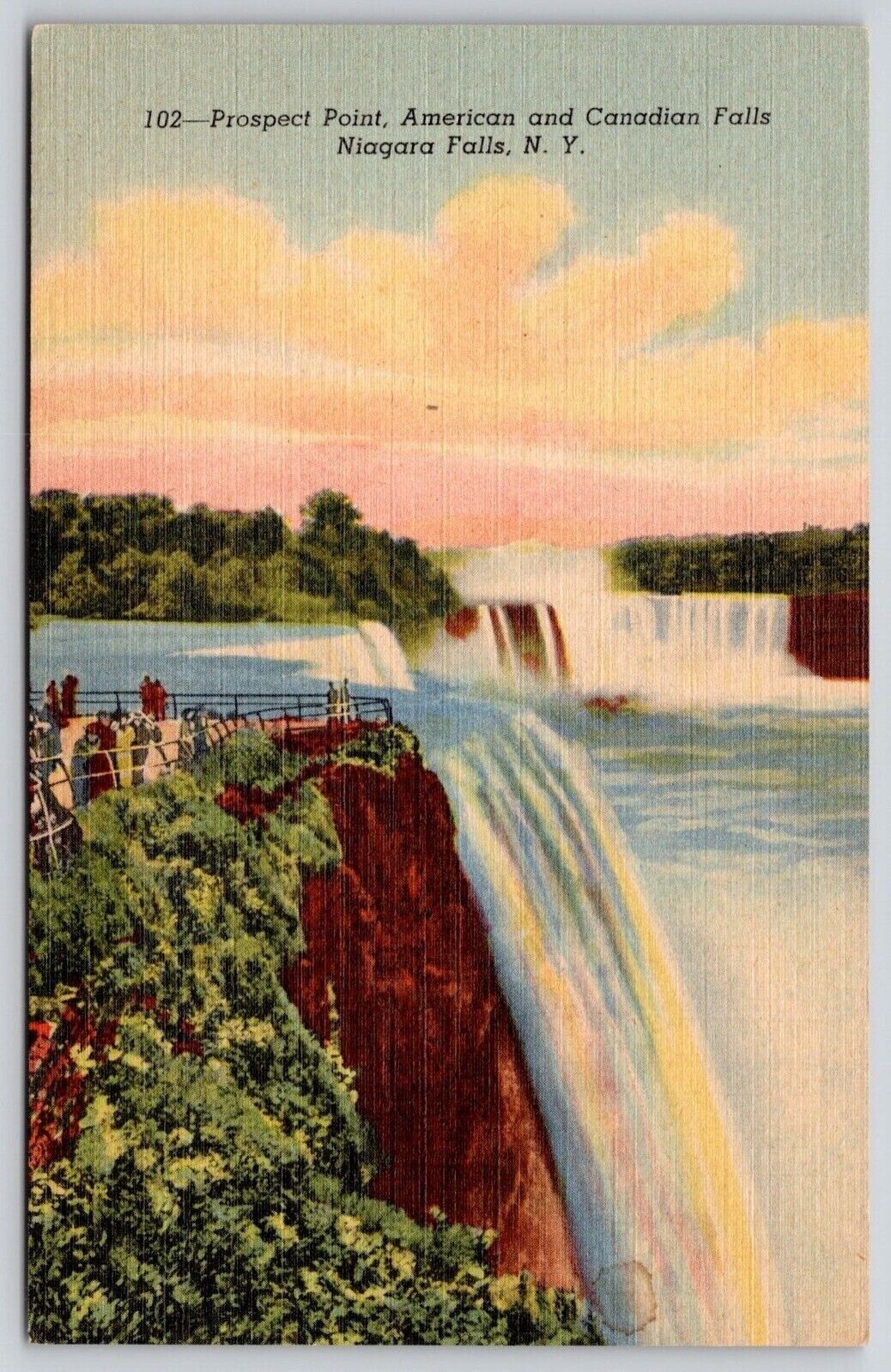 Prospect Point American Canadian Falls Niagara New York Birds Eye View Postcard