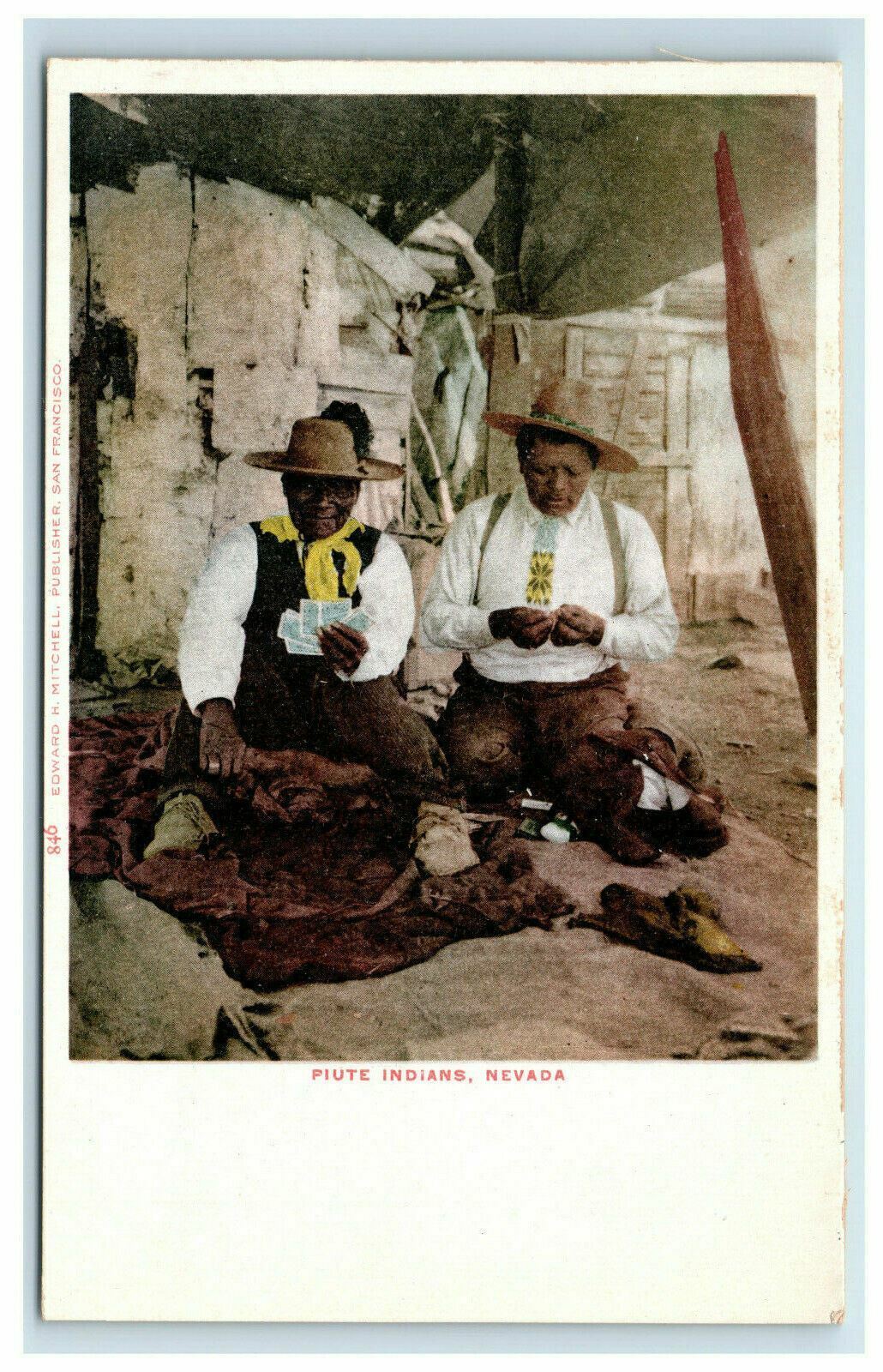 c. 1906 Piute Indians Nevada Postcard Playing Cards Undivided Unposted