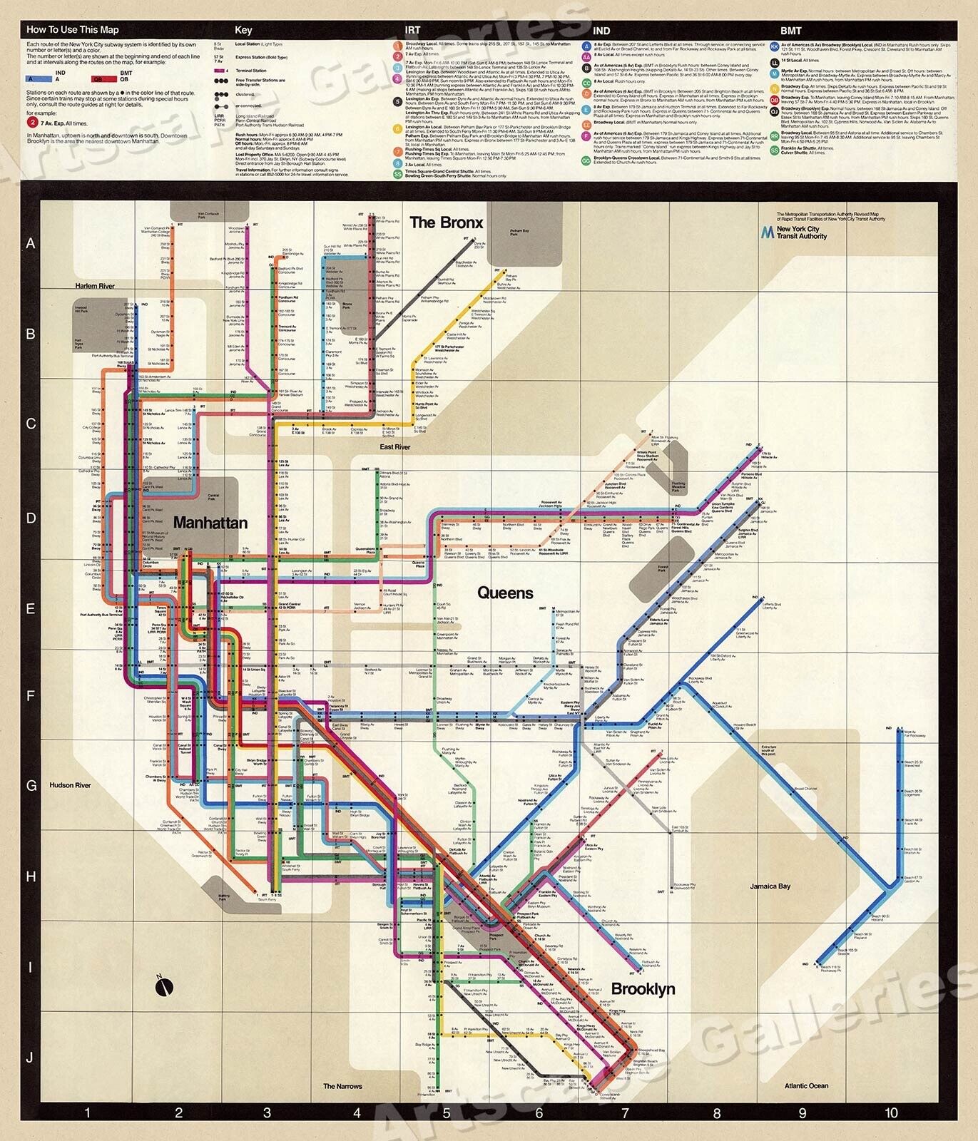 1972 Massimo Vignelli New York Subway Map - 24x28