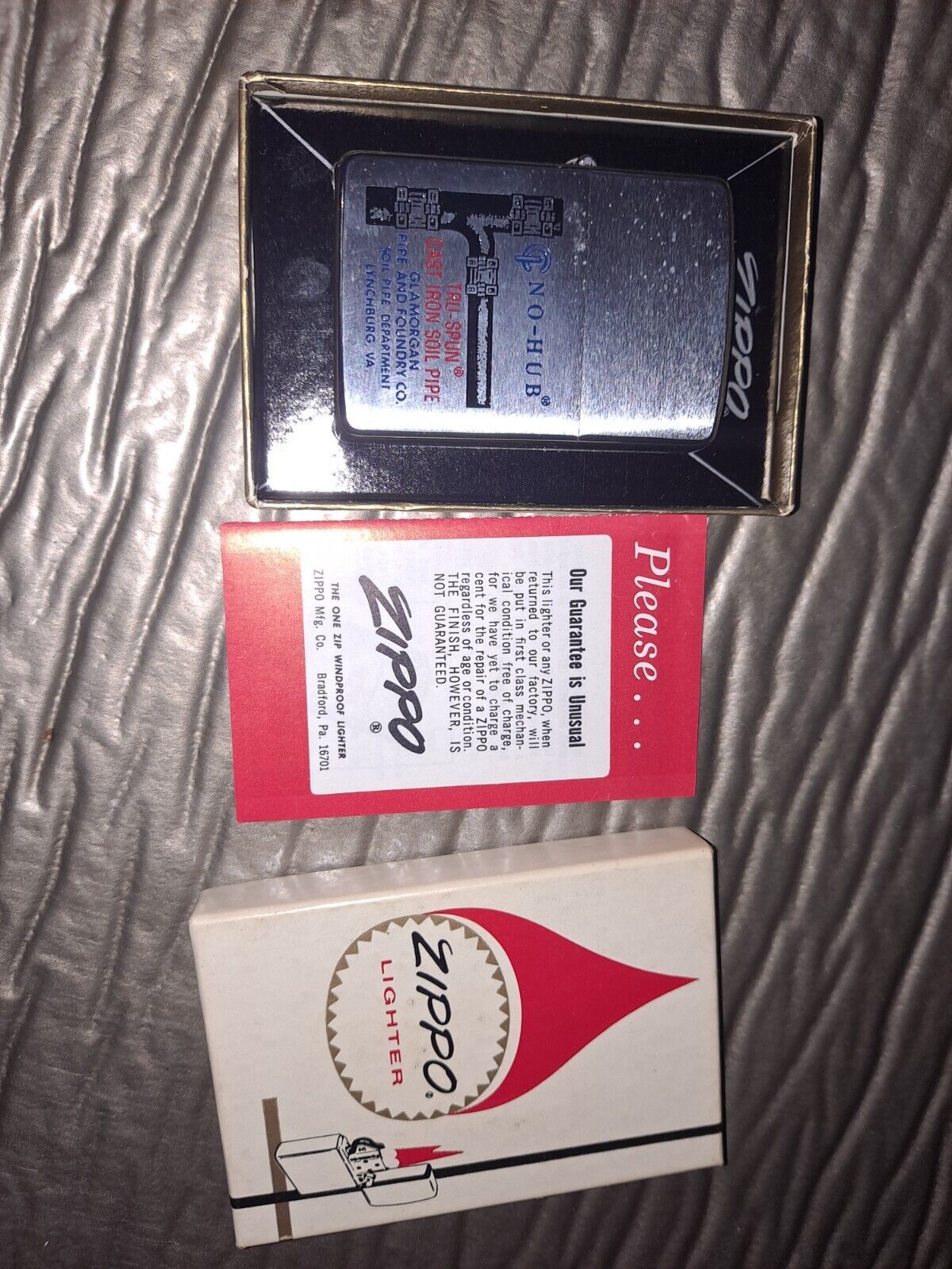 Zippo No Rule Lighter piper fitters early box paper work
