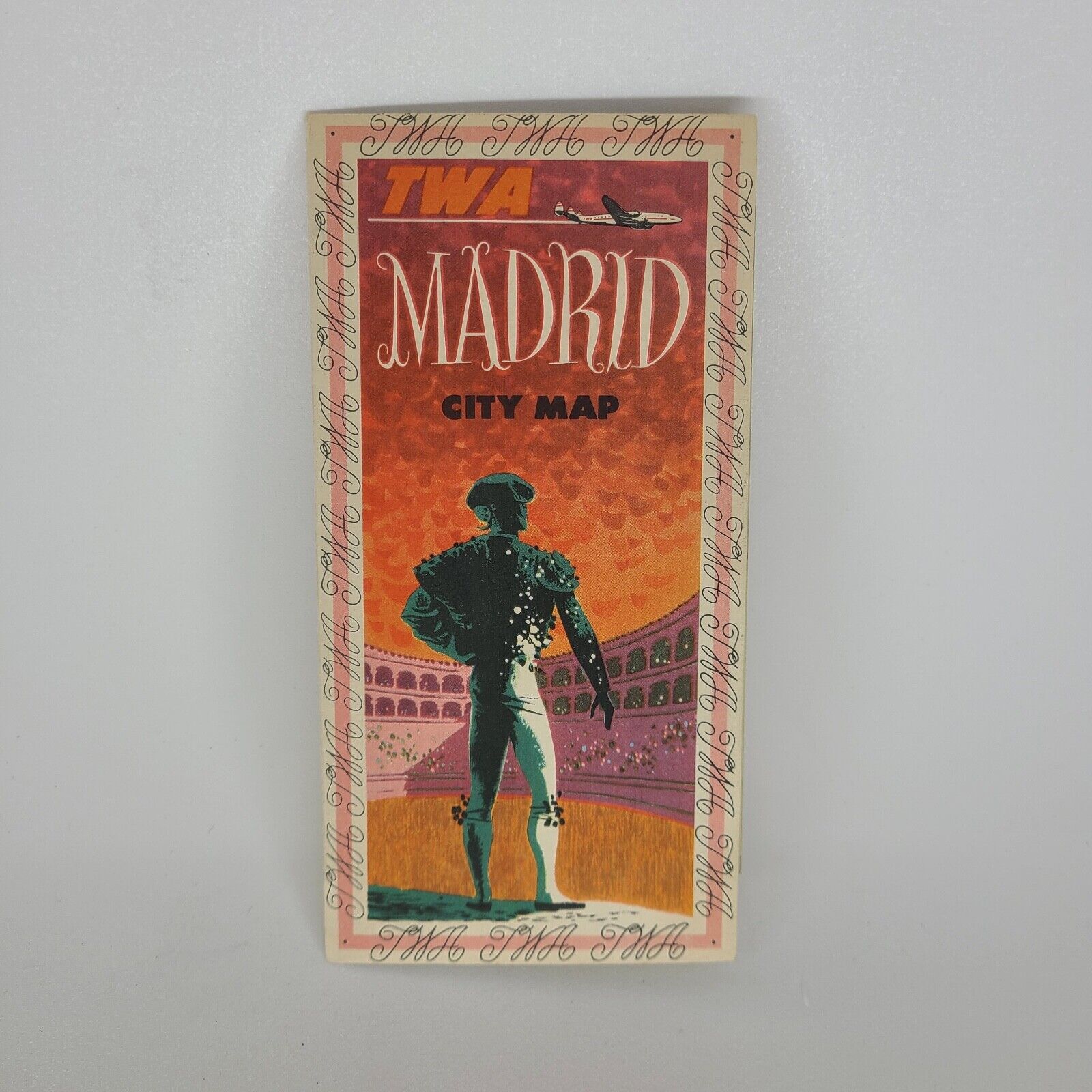 1950s TWA Madrid Spain Vintage Travel Brochure City Map Trans World Airlines