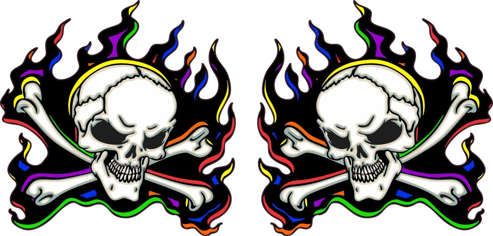 3in x 3in Colorful Flame Skull Vinyl Stickers Laptop Car Vehicle Bumper Decal