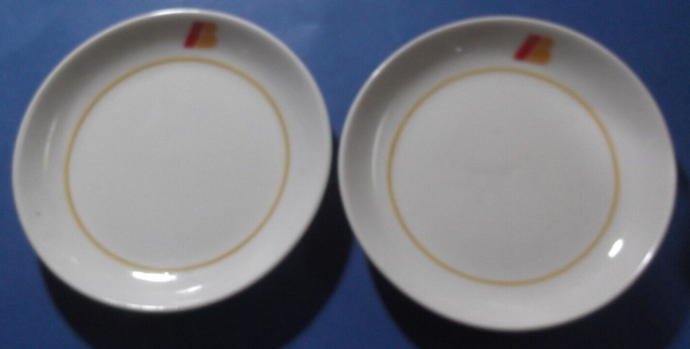 2 x IBERIA Airways Business Class Tea Coffee Porcelain Saucers SANTA CLARA SPAIN