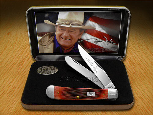 Case xx Knives John Wayne Commemorative Trapper Barnboard Dark Red Bone 07444