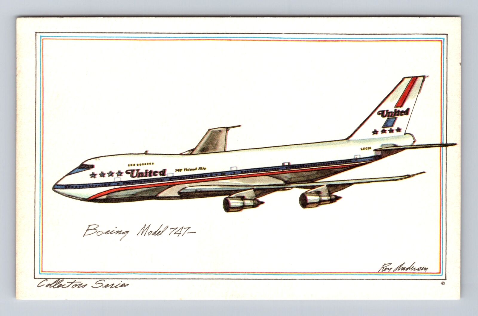 Boeing Model 747, Airplane, Transportation, Antique Vintage Souvenir Postcard
