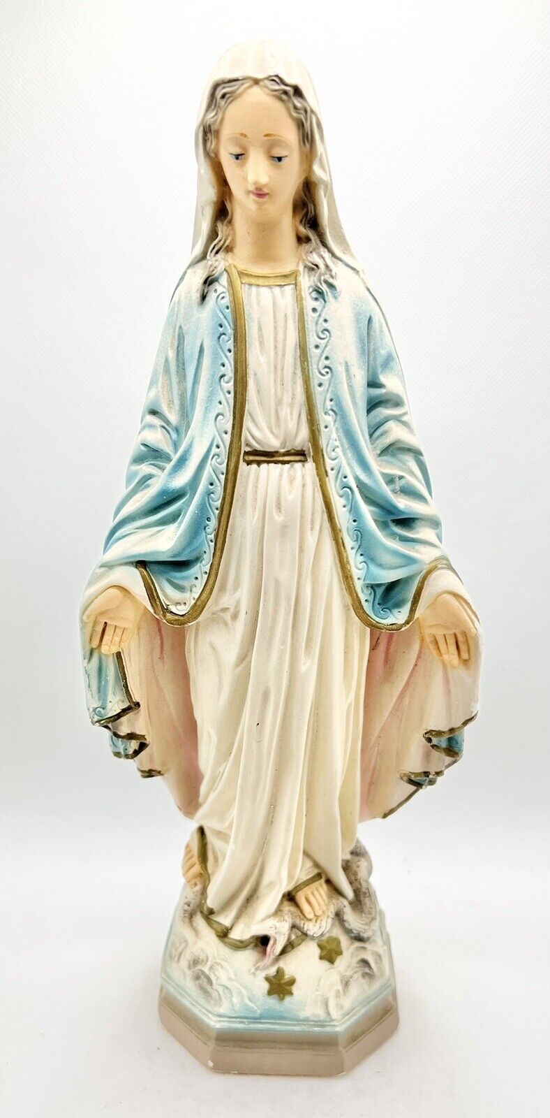 Large vintage Virgin Mary Lady of Grace chalkware religious statue Rare 13\