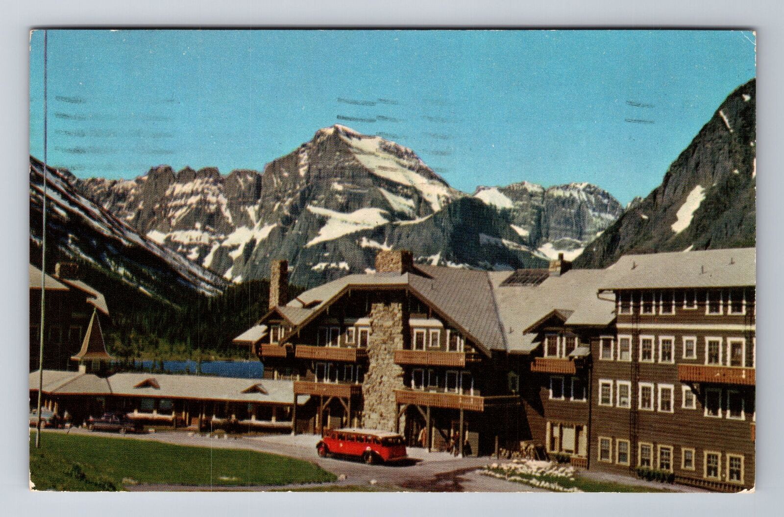 Glacier Nat'l Park MT-Montana, Hotel, Swiftcurrent Lake, Vintage c1956 Postcard