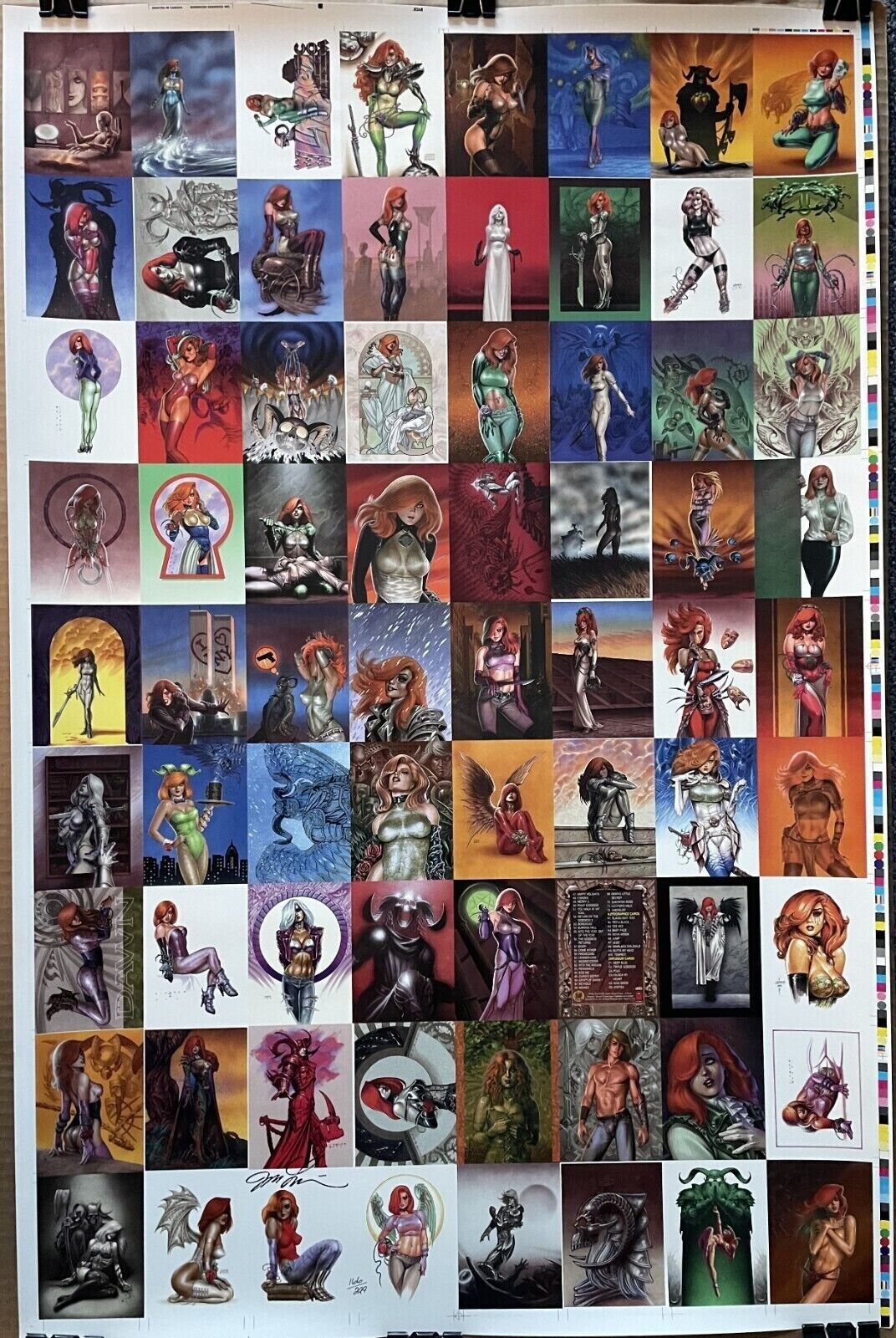 The Definitive Dawn Trading Cards Uncut Sheet 56/299 [Autographed by Linsner]