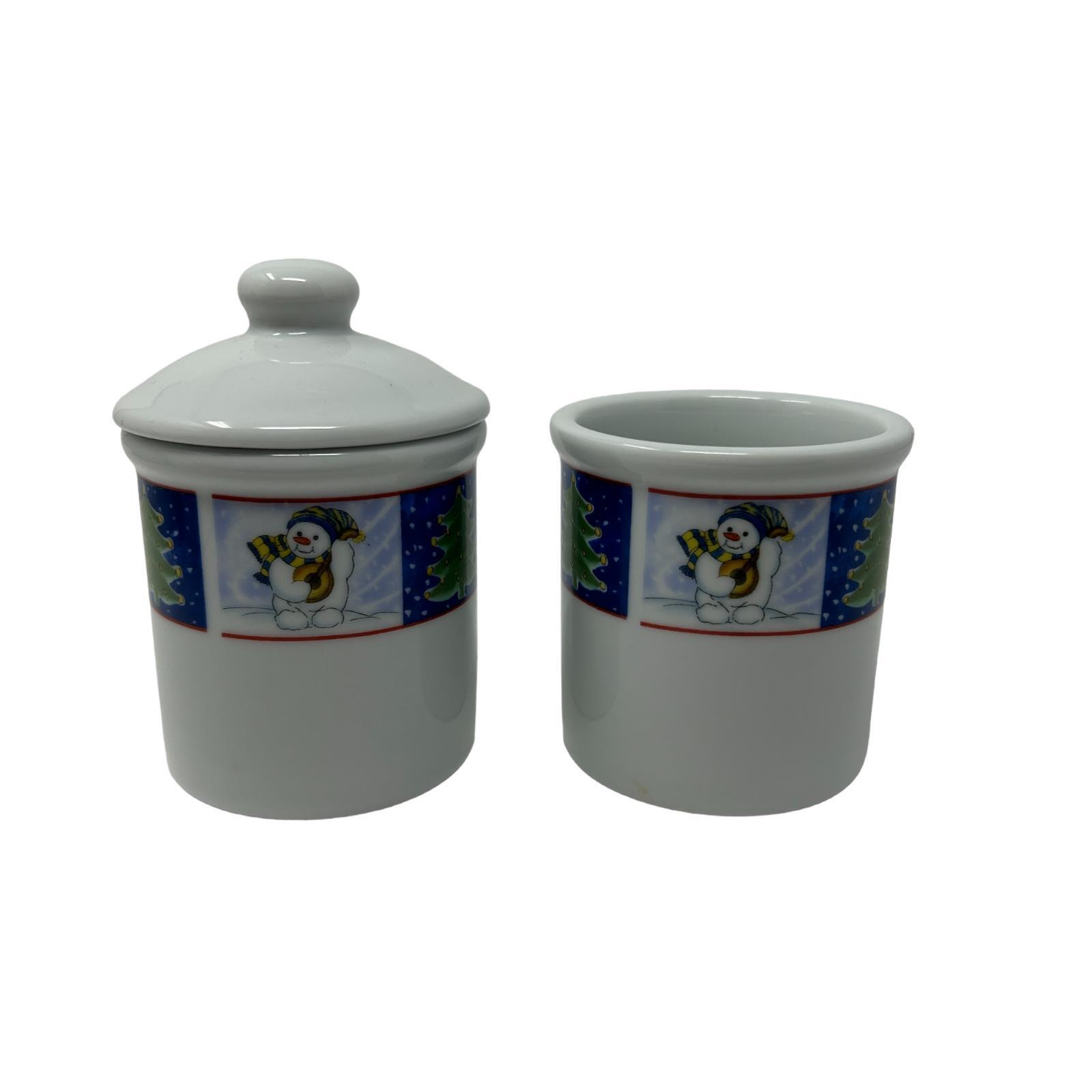 Royal Norfolk Snowman Sugar Bowl Containers Set of 2