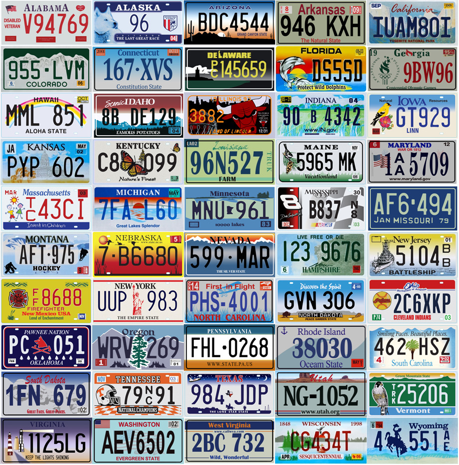 Set of 50 USA License Plates ***ALL 50 US STATES INCLUDED***