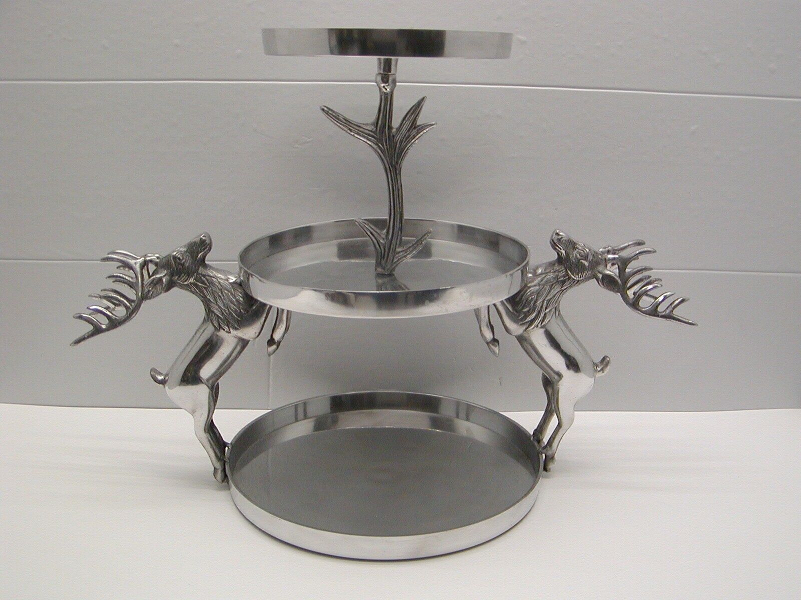 2 DEER STAINLESS 3 TIER  SERVING TRAY