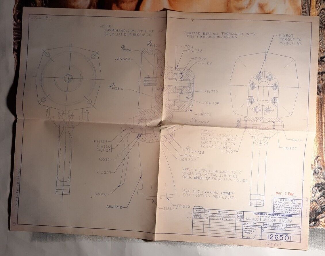 RR Fairmont Railways Motors Handle & Motor Assembly Diagram Schematic 1987 