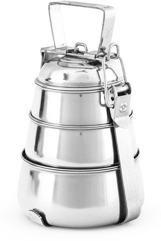 Stainless Steel Pyramid Tiffin Box 3 Tier Tiffin Food Container Office Lunch box