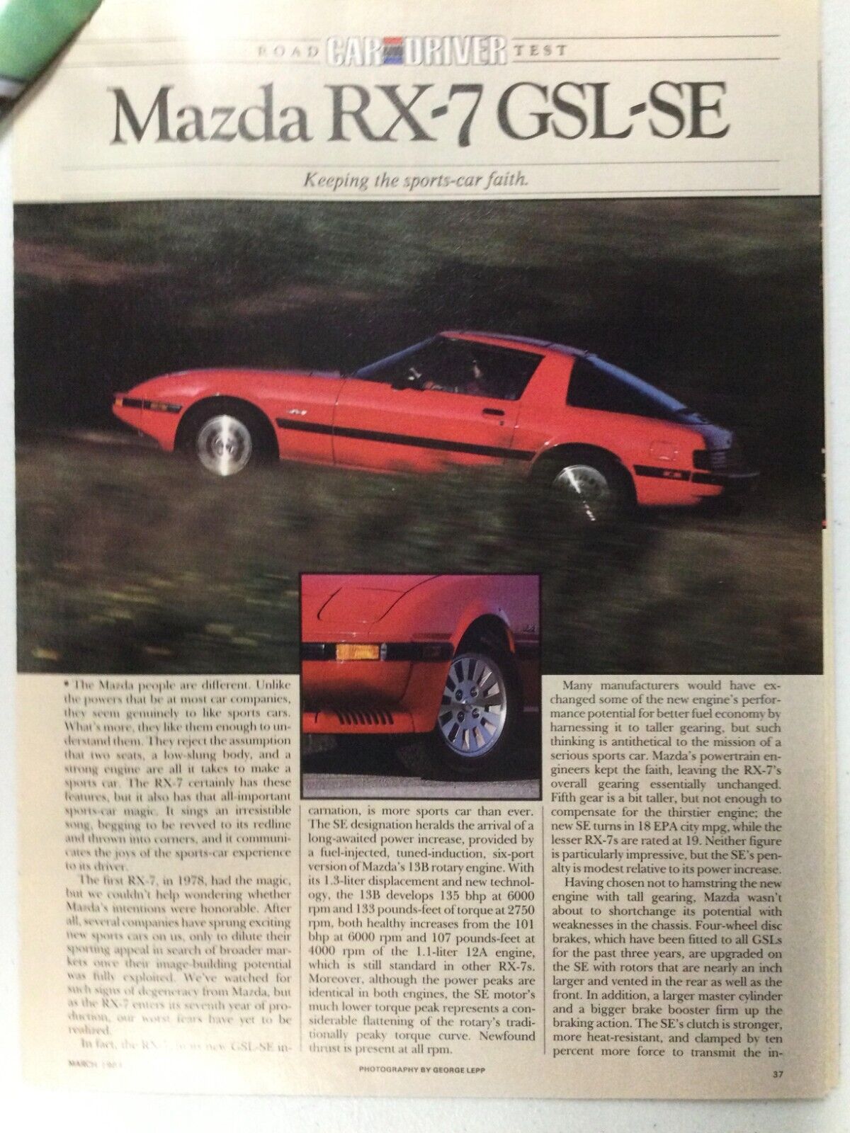 MazdaArt23 Article Road Test 1984 Mazda RX-7 GSL-Se March 1984 6 page