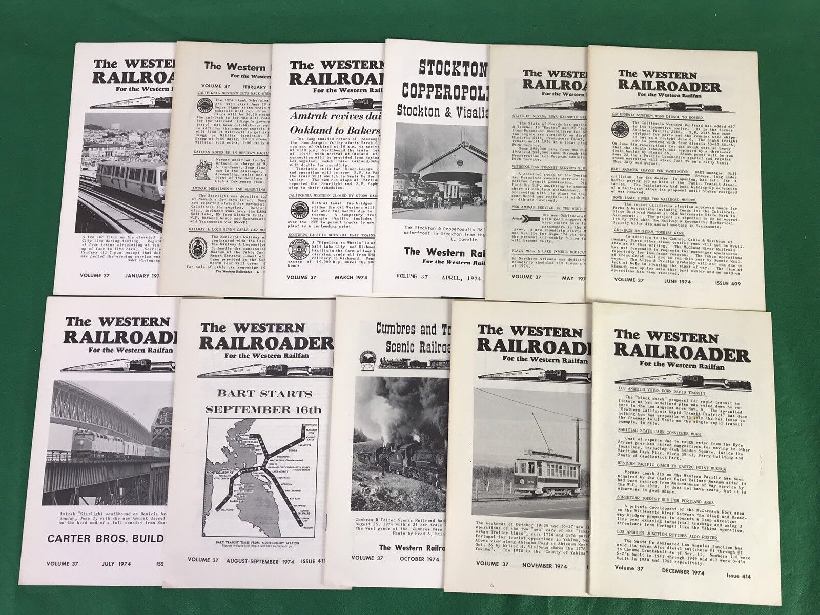 lot of 10, 1974 Western Railroader Magazine 