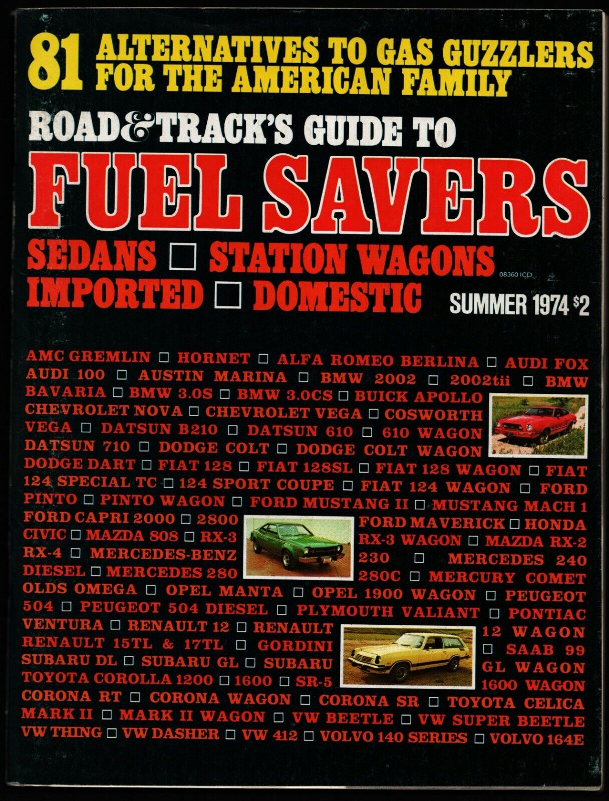 SUMMER 1974 ROAD & TRACK MAGAZINE GUIDE TO FUEL SAVERS, GREMLIN, HORNET