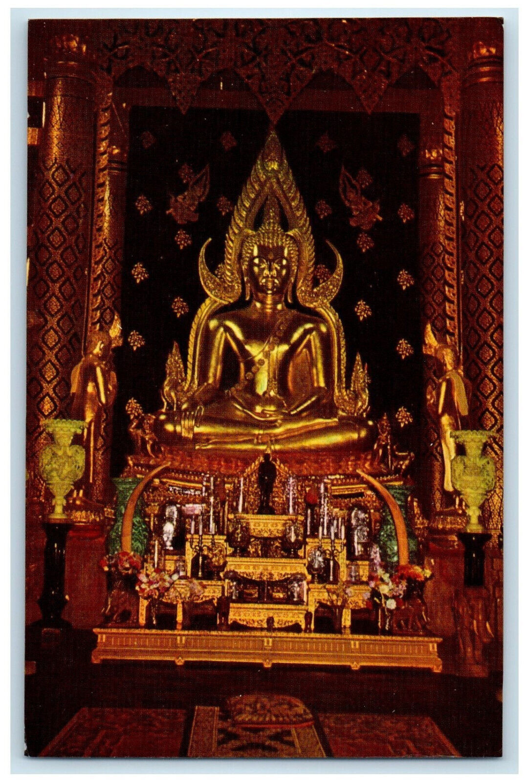 1963 Phra Buddha Chinarat Phitsanuloke Thailand Air Mail Vintage Postcard
