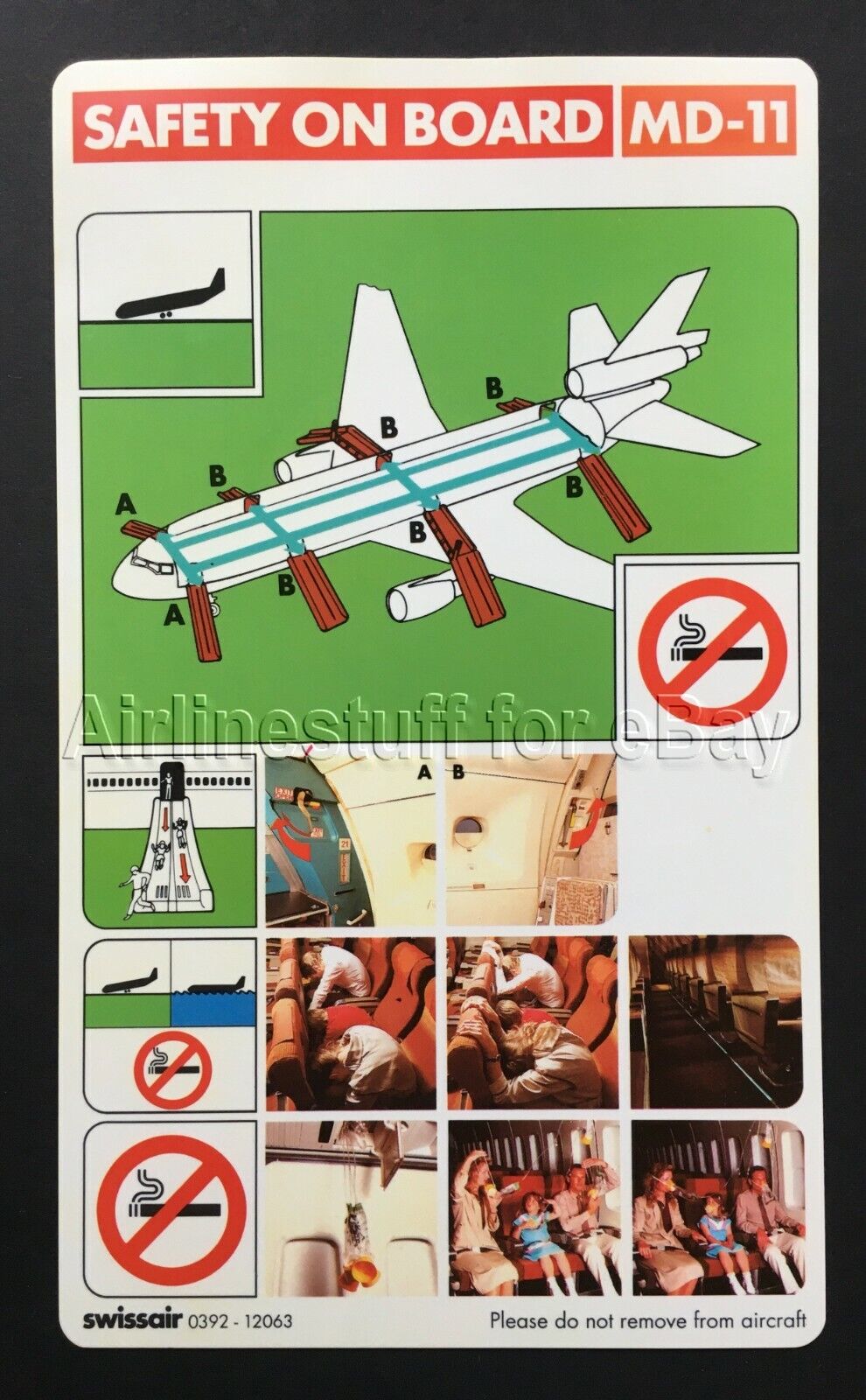 1992 SWISSAIR McDonnell Douglas MD-11 SAFETY CARD airlines airways