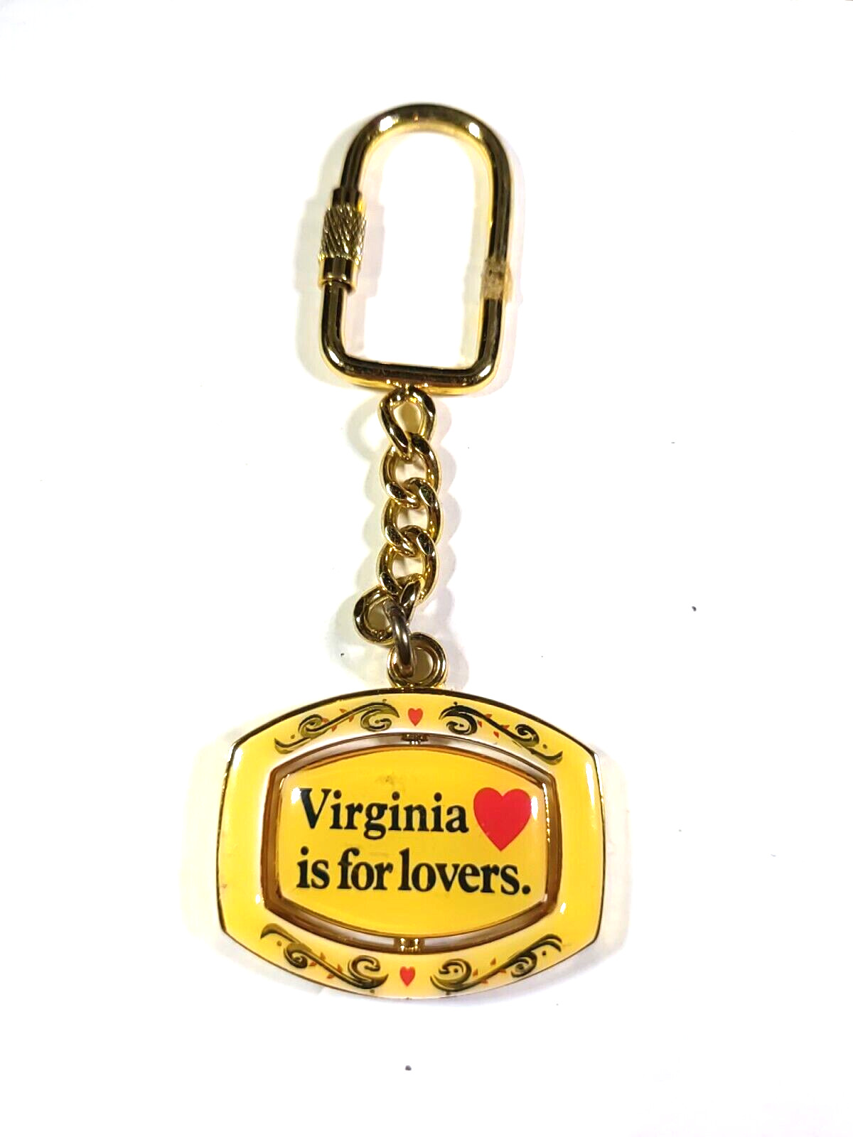 Virginia Is For Lovers Spinner Metal Keychain Yellow Heart