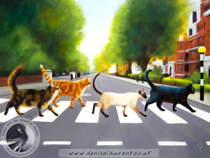 Abbey Road Cats - Giclee Print - Cats Wall Art Unframed - The Beatles