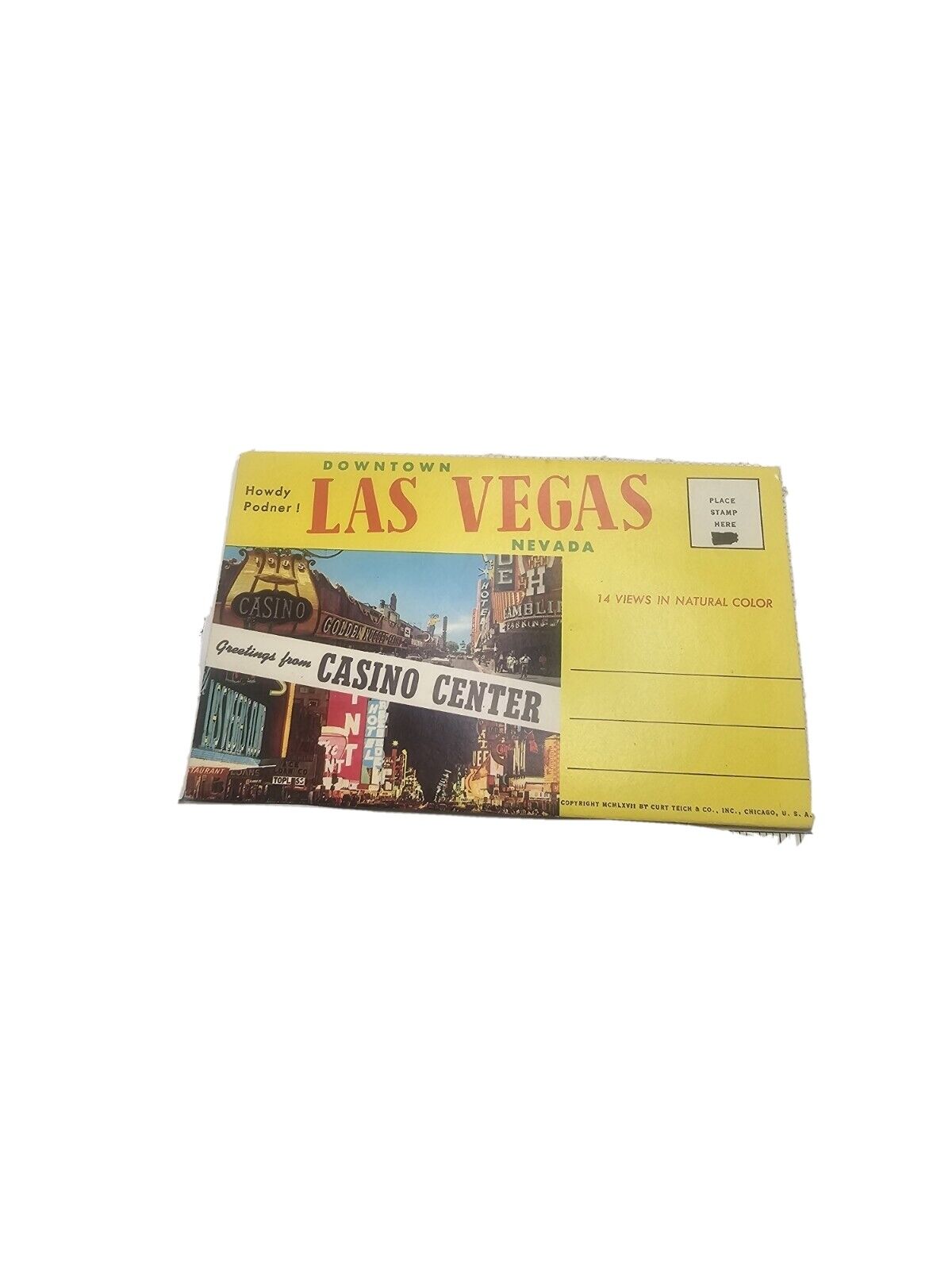 VTG Ephemera Postcard Unposted Las Vegas casinos acordian style 