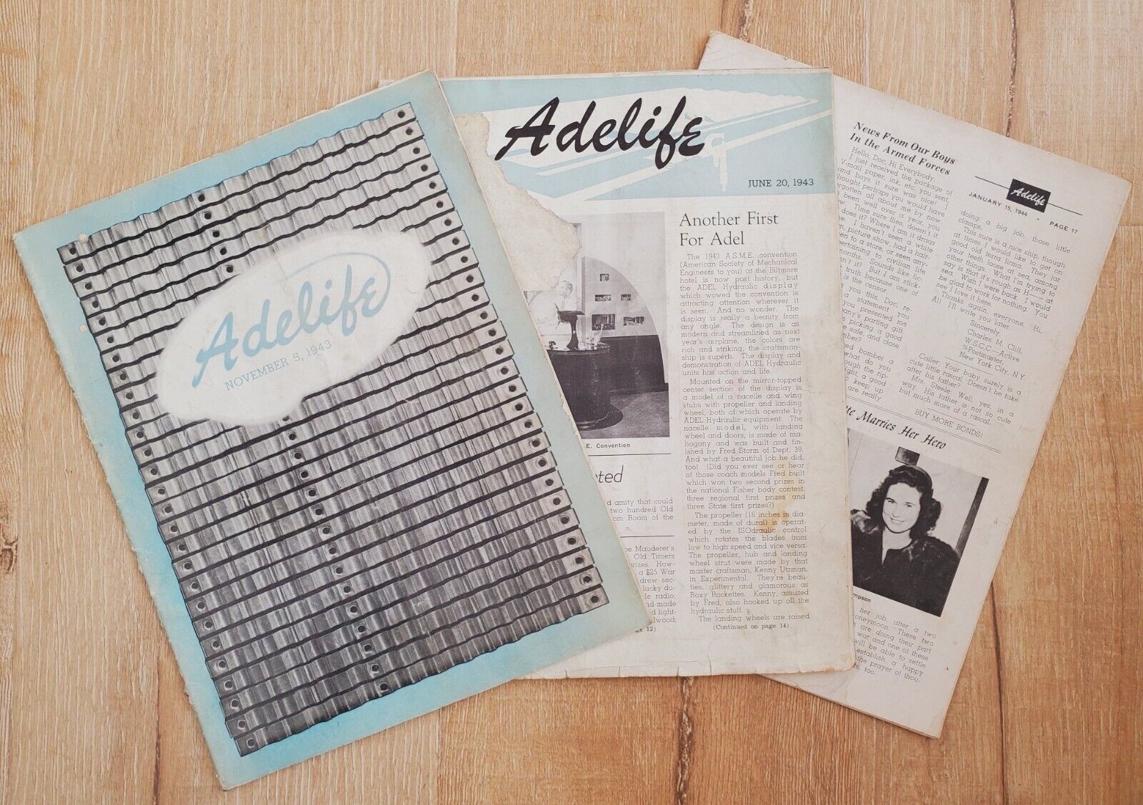 ADELIFE Adel Precision Products Company Magazine LOT (3 Issues) 1943-1944 Vintag