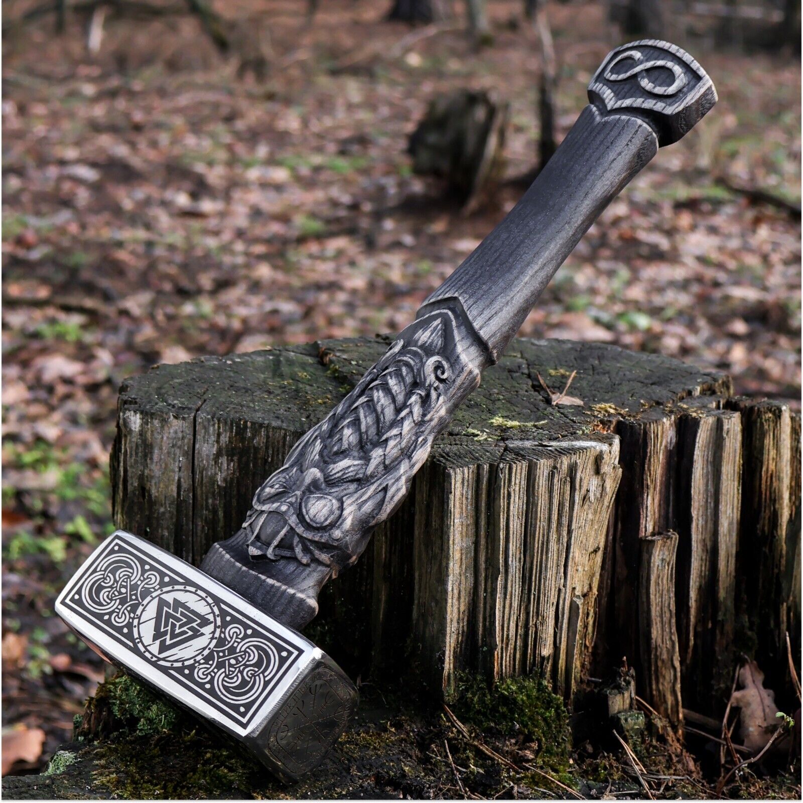 Viking hammer Valknut Hand forged Carbon steel Odin 13.3\