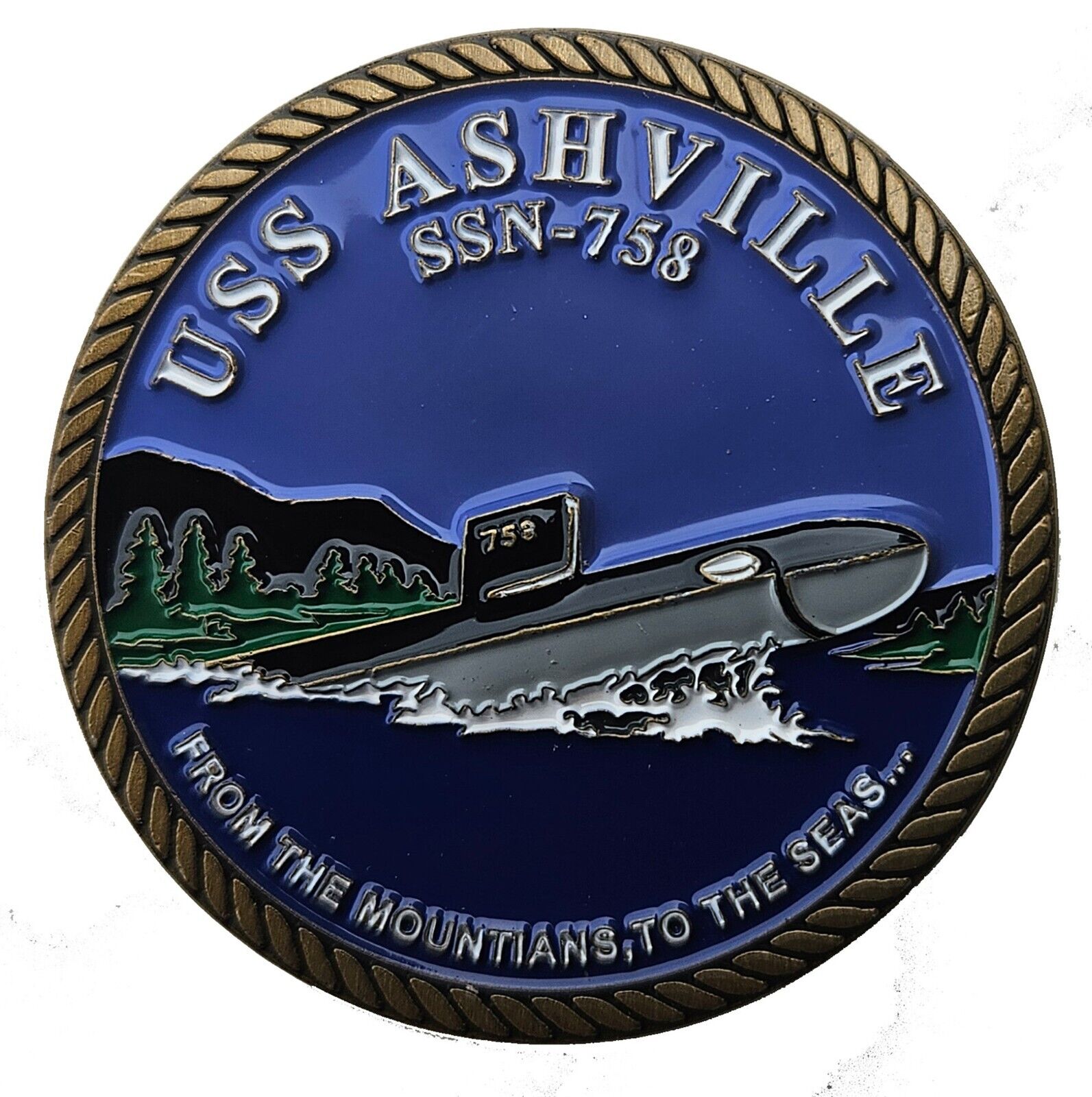 US NAVY USS ASHVILLE SSN 758 COMMEMORATIVE CHALLENGE COIN 193