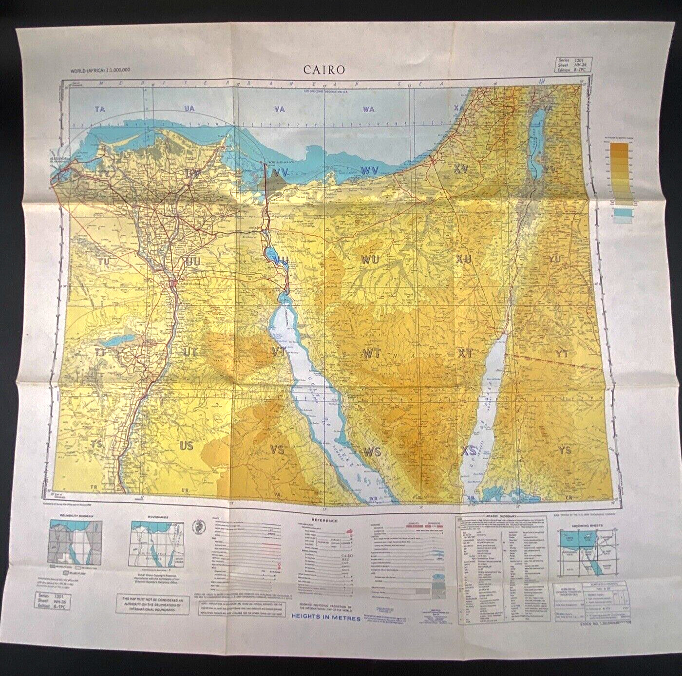 Vintage Cairo Egypt Map British Crown Britannic Majesty War Office Air Ministry
