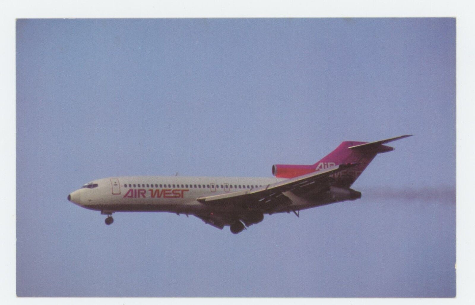 AIR WEST AIRLINES B-727 airline Postcard