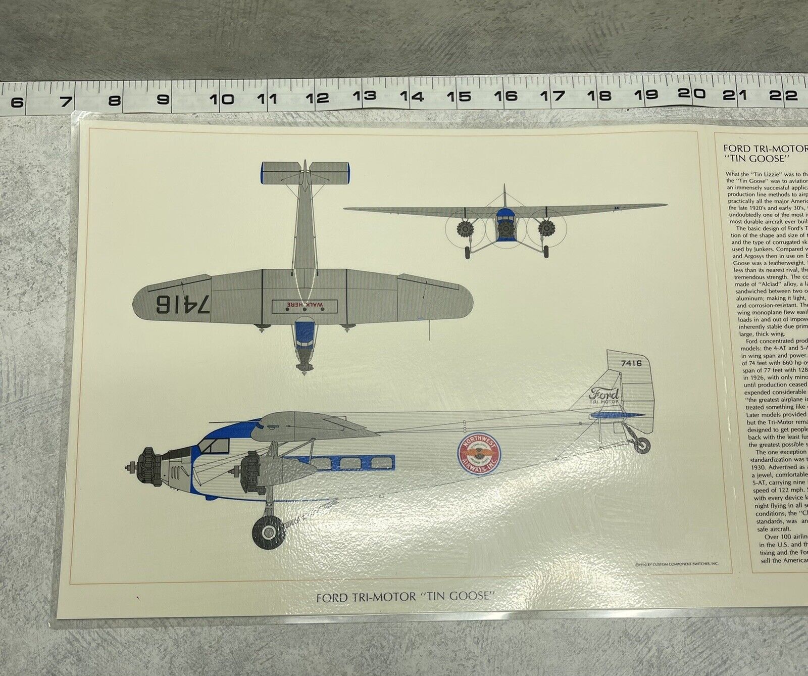 Aviation Commercial Northwest Airways Ford TRI-Motor “Tin Goose” 10x20 Laminated