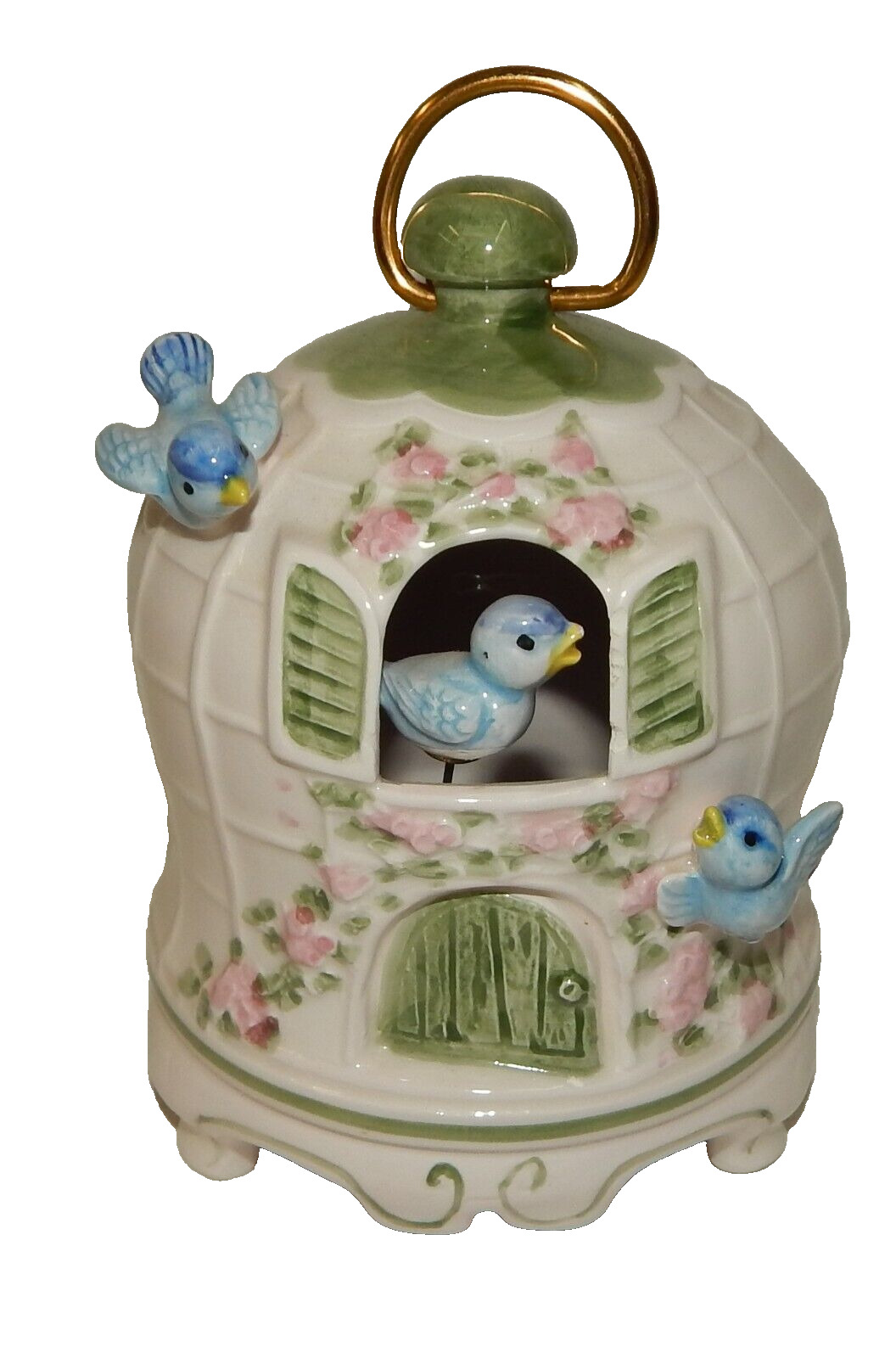 Vintage Schmid Animated Blue Birds in Cage Music Box
