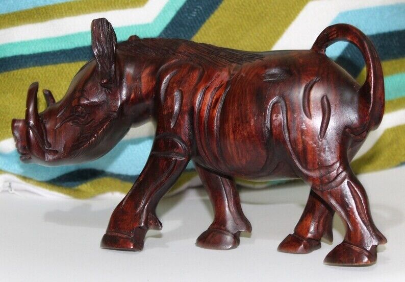 African Wooden Masai Handcarved Warthog/Animals of Africa/ African Collectible