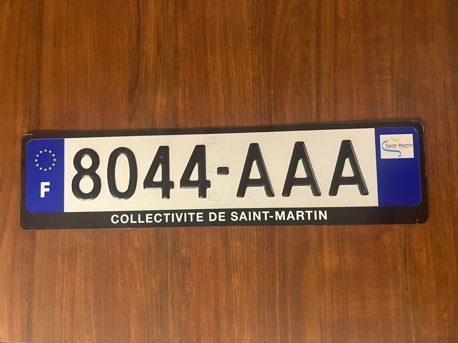 Rare COLLECTIVITE DE SAINT MARTIN license plate ~ (French) St. Martin  8044-AAA