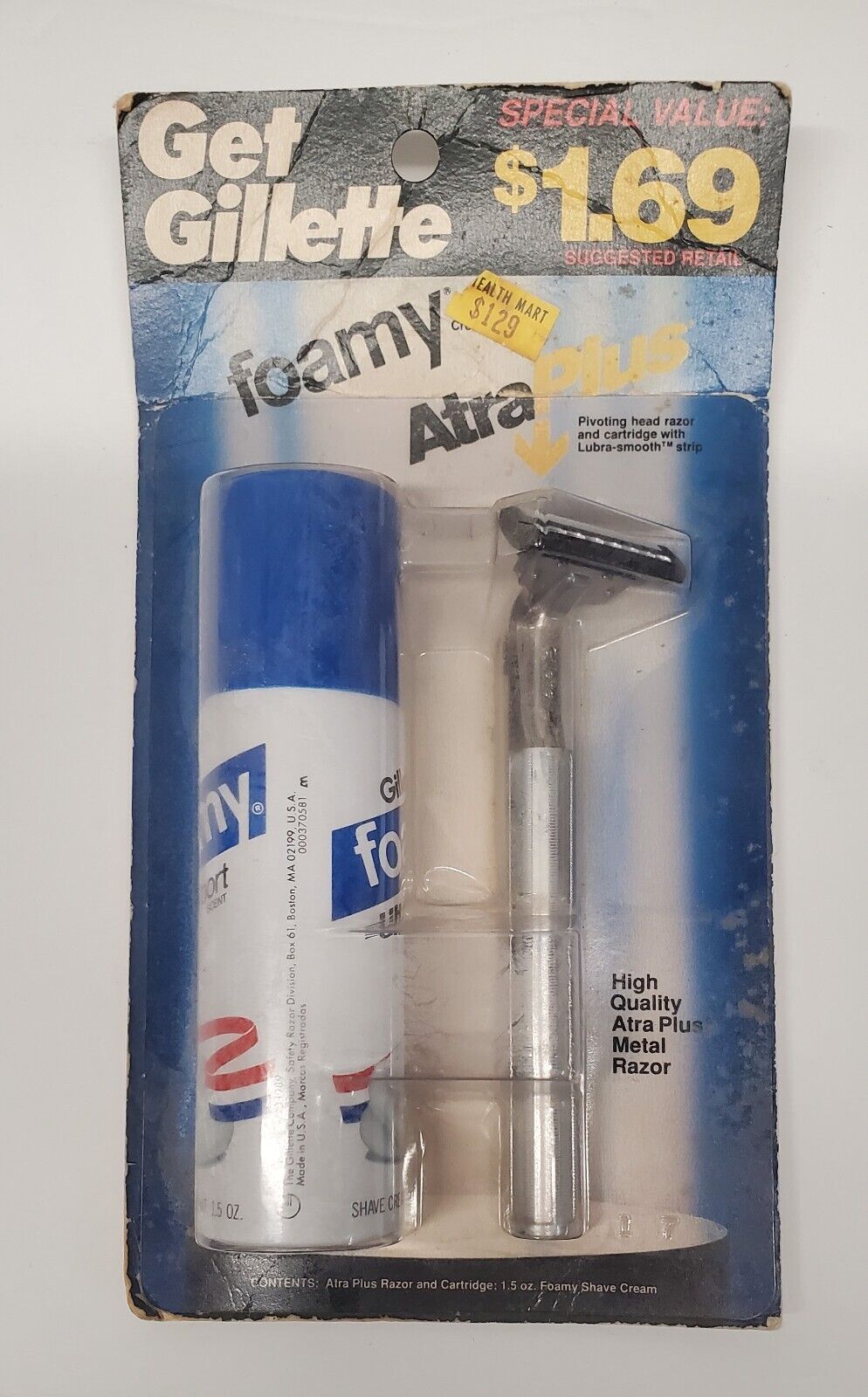 vintage gillette atra plus cartridge  razor set with shaving cream