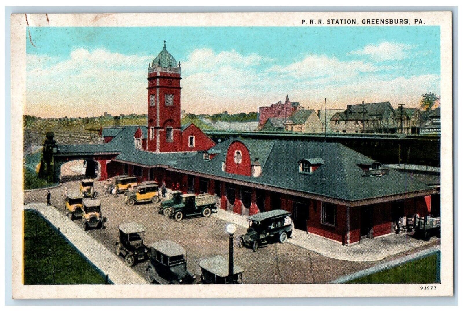c1920 PRR Station Railroad Greensburg Pennsylvania PA Vintage Unposted Postcard