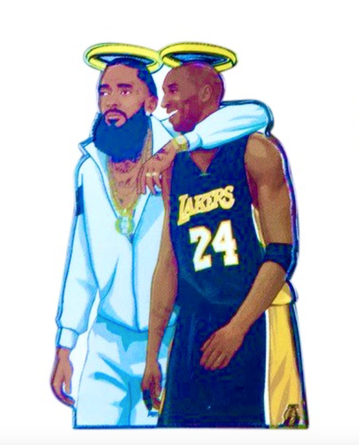 Nipsey Hussle And GOAT Enamel Pin, RIP Los Angeles Icons, Hip Hop Basketball Art