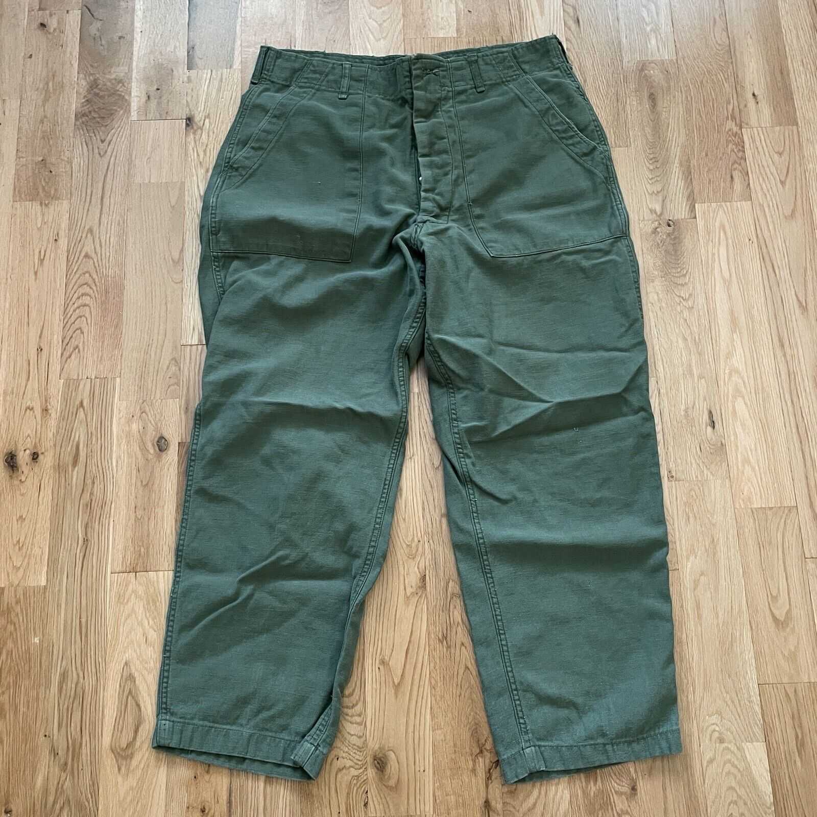 Vintage OG-107 Vietnam War Sateen Field Trousers Pants Size 32x26 Missing Button