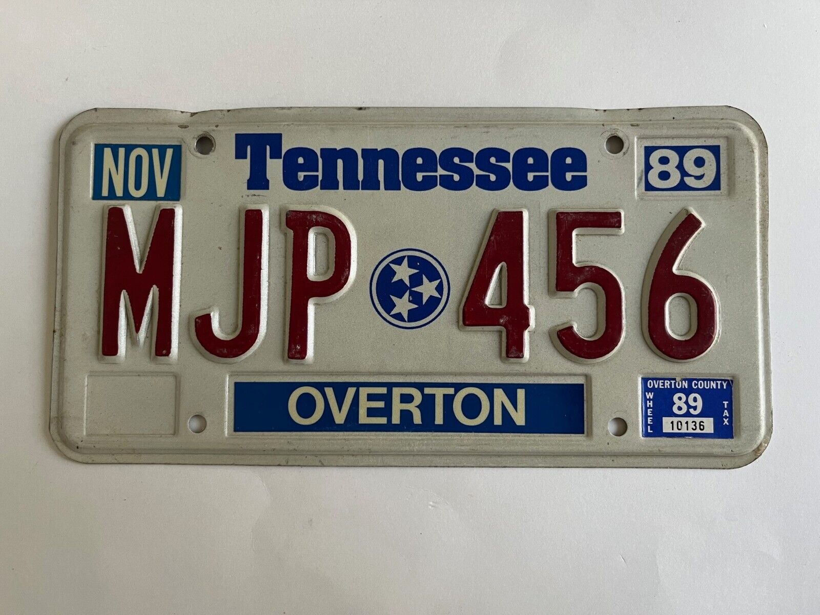 1989 Tennessee License Plate Natural Sticker Overton County